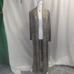 Ces Femme Size Small Long Open Cardigan Leopard Print